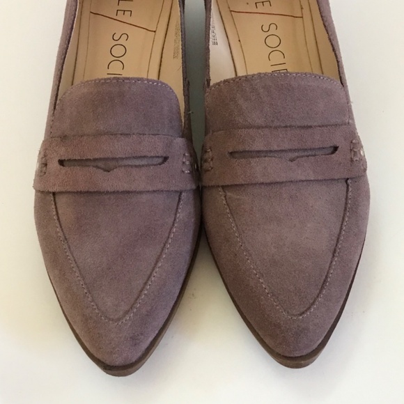 SOLE SOCIETY Penny Loafers Suede Flats Jessica Dusty Plum Women’s Size 9M - Picture 2 of 16